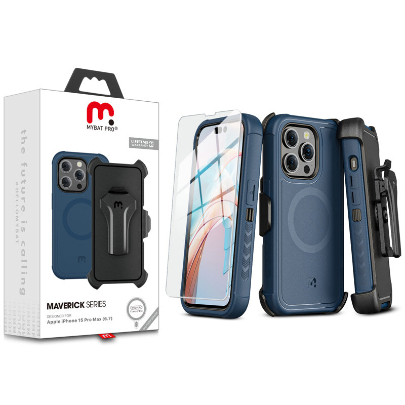 MYBAT Pro Maverick MagSafe Case for Apple iPhone 15 Pro Max (Blue)