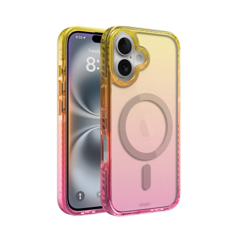 CLICK Clear Ombre MagSafe Case for Apple iPhone 16 (Yellow Pink)
