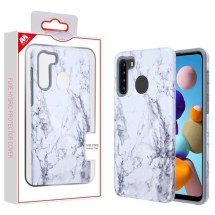 MYBAT Fuse Hybrid Case for Samsung Galaxy A21 (White Marble & Gray) (Closeout)