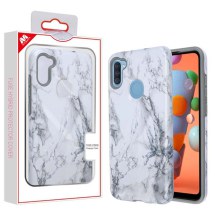 MYBAT Fuse Hybrid Case for Samsung Galaxy A11 (White Marble & Gray) (Closeout)