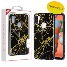 MYBAT Electroplated Hybrid Case for Samsung Galaxy A11 (Black & Gold Marble) (Closeout)