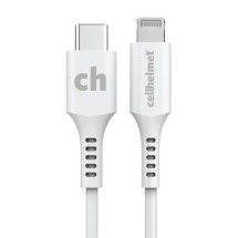 Cellhelmet 6ft Round Lightning to USB C Cable (White)