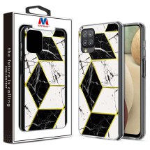 MYBAT Electroplated Hybrid Case for Samsung Galaxy A12 (Black Marble) (Closeout)