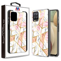 MYBAT Electroplated Hybrid Case for Samsung Galaxy A12 (Pink Marble) (Closeout)