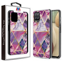 MYBAT Electroplated Hybrid Case for Samsung Galaxy A12 (Purple Marble) (Closeout)