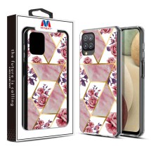 MYBAT Electroplated Hybrid Case for Samsung Galaxy A12 (Rose Marble) (Closeout)