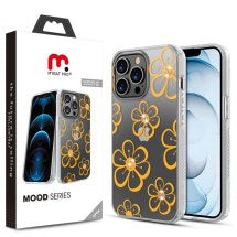 MYBAT Pro Mood Case for Apple iPhone 13 Pro Max (Golden Flowers Diamonds) (Closeout)