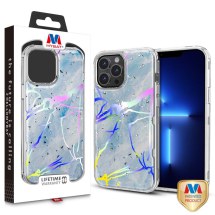 MYBAT Kleer Hybrid Case for Apple iPhone 13 Pro Max (Blue Marble & Silver)