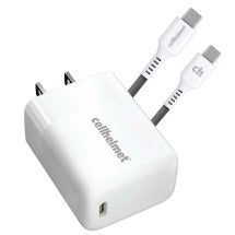 Cellhelmet 25W PD USB C Wall Charger & 3ft Round USB C to USB C Cable (White)