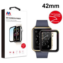 MYBAT 3D Full Coverage Tempered Glass Screen Protector for Apple Watch 42mm (Soft Edge Black Border) (Closeout)