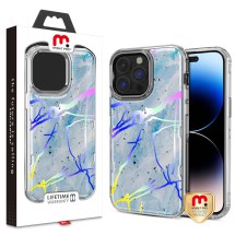 MYBAT Pro Kleer Hybrid Case for Apple iPhone 14 Pro Max (Blue Marble & Silver)