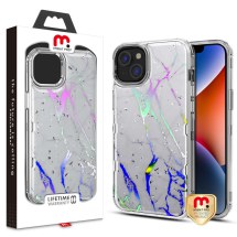 MYBAT Pro TUFF Kleer Case for Apple iPhone 14 Plus (White Marble & Silver)