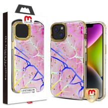 MYBAT Pro TUFF Kleer Case for Apple iPhone 14 Plus (Pink Marble & Gold)