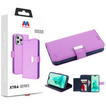 MYBAT Xtra Wallet Case for Apple iPhone 15 (Purple & Dark Blue)