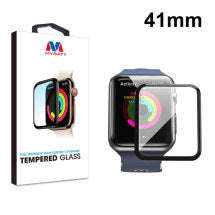 MYBAT Curved Full Adhesive Tempered Glass Screen Protector for Apple Watch 41mm (Black Border) (Closeout)