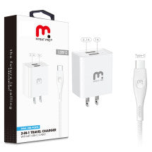 MYBAT Pro Dual Wall Charger & 6ft USB C Cable (White)