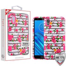 MYBAT TUFF Hybrid Case for Motorola Moto E6 (Roses & Electric Pink) (Closeout)