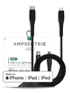 USB Type C to Lightning Cable (MFI Certified) - (Gun Metal) AmpSentrix