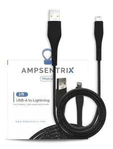 Non-MFI Lightning to USB Type A Cable (Matrix) (Black) AmpSentrix