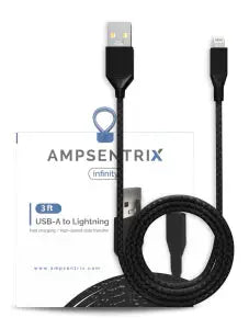 Non-MFI Lightning to USB Type A Cable (Infinity) (Black) AmpSentrix