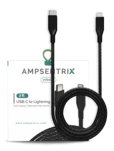 Non-MFI Lightning to USB Type C Cable (Infinity) (Black) AmpSentrix