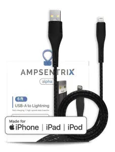 MFI Lightning to USB Type A Cable (Alpha) (Black) AmpSentrix